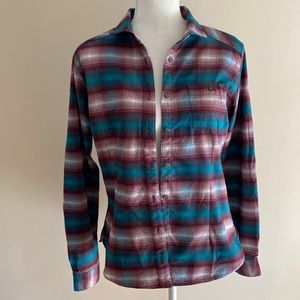 Mountain Hardwear Teal and Burgundy Flannel